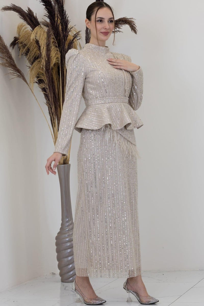 Esilanur Pamira Hijab Evening Dress Stone  - Image 5