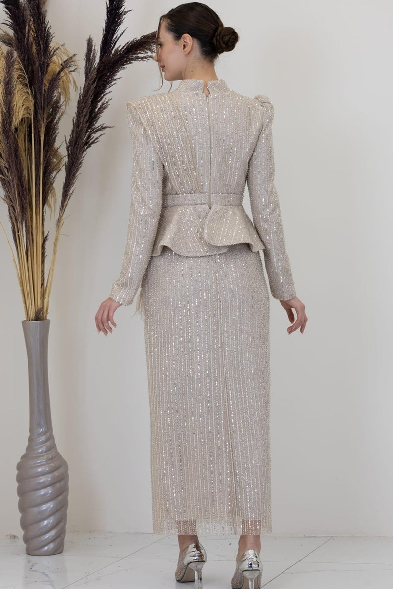 Esilanur Pamira Hijab Evening Dress Stone  - Image 3