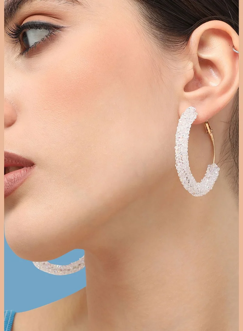 SOHI Gold Plated Designer Stone Casual Hoop Earring For Women
