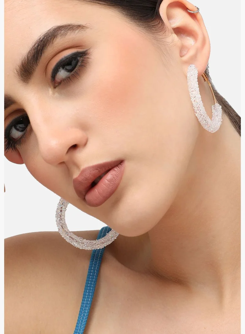 SOHI Gold Plated Designer Stone Casual Hoop Earring For Women