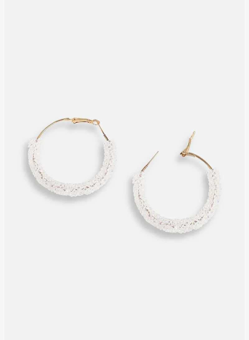 SOHI Gold Plated Designer Stone Casual Hoop Earring For Women