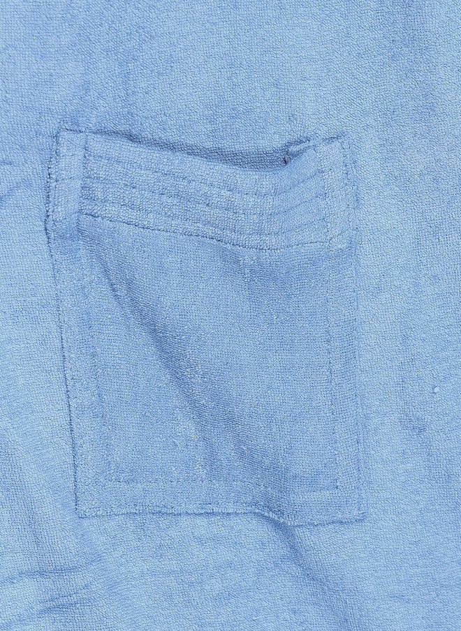 Red Rose RedRose Blue Solid Cotton Drawstring Knee Length Bath Robe - XL - Image 2