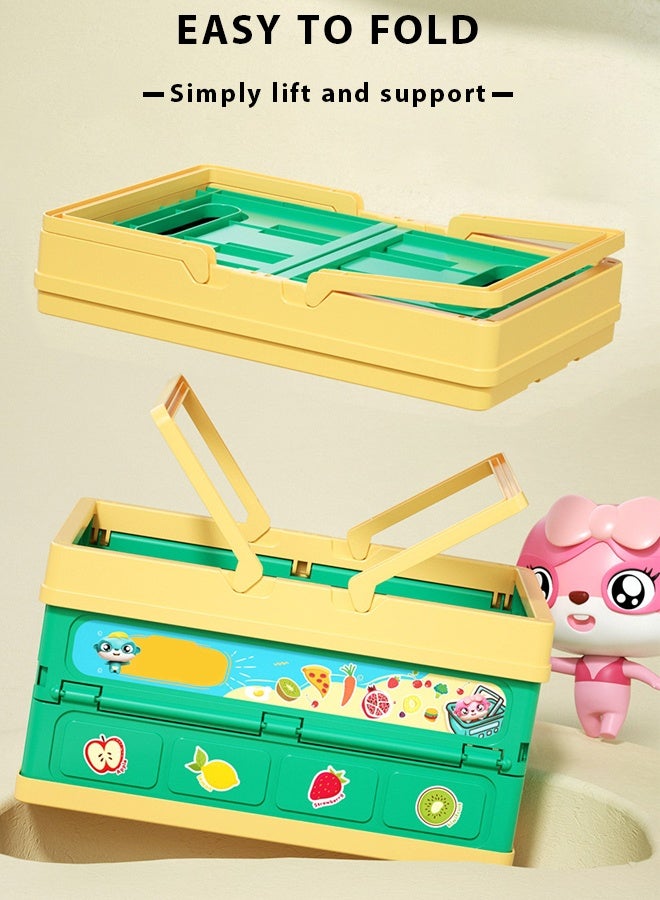 تقطيع طعام اللعب باستخدام سلة قابلة للطي، تقطيع لعبة طعام اللعب للأطفال في المطبخ، طعام تظاهري للأطفال في المطبخ، ملحقات تظاهري بالفواكه والخضروات مع سلة تخزين قابلة للطي، ألعاب طعام مع خضراوات، فواكه، طعام تظاهري، ملحقات مطبخ اللعب، لعبة تعليمية مثالية للأطفال الصغار من الأولاد والبنات، هدية للأولاد والبناتمطبخ خشبيالعاب اطفال تقطيعلعبة خضار وفواكةالعاب بنات ﻿ ﻿ ﻿ ﻿ - Image 4