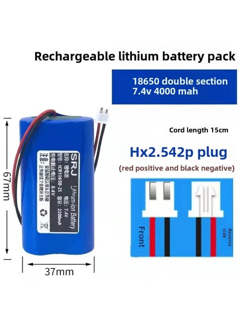 Intelligent Multi-function 3.7/4.2v18650 Lithium Battery Charger Lamp Changing Electric Box Strong Light Flashlight Charging Base-Color:7.4v Double-Section Double-line