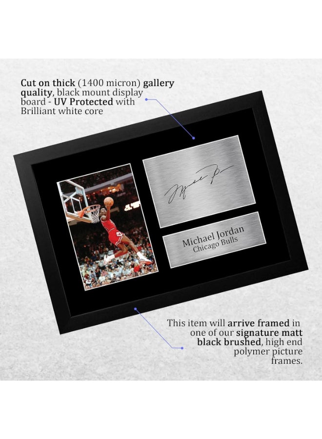 إتش دبليو سي تريدينغ HWC Trading FR هدية مايكل جوردان موقعة ومؤطرة مطبوعة بتوقيع A4 من Chicago Bulls هدايا عرض الصور - Image 3