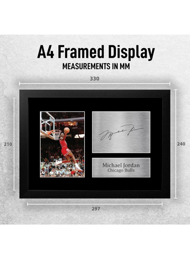 إتش دبليو سي تريدينغ HWC Trading FR هدية مايكل جوردان موقعة ومؤطرة مطبوعة بتوقيع A4 من Chicago Bulls هدايا عرض الصور - Image 2