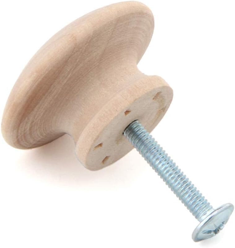 Silverline Round Wood Drawer Knob 1-1/2"", Unfinished Cabinet Pulls Handles Hardware For Drawer Wardrobe Dresser, 20 Pack - Image 4