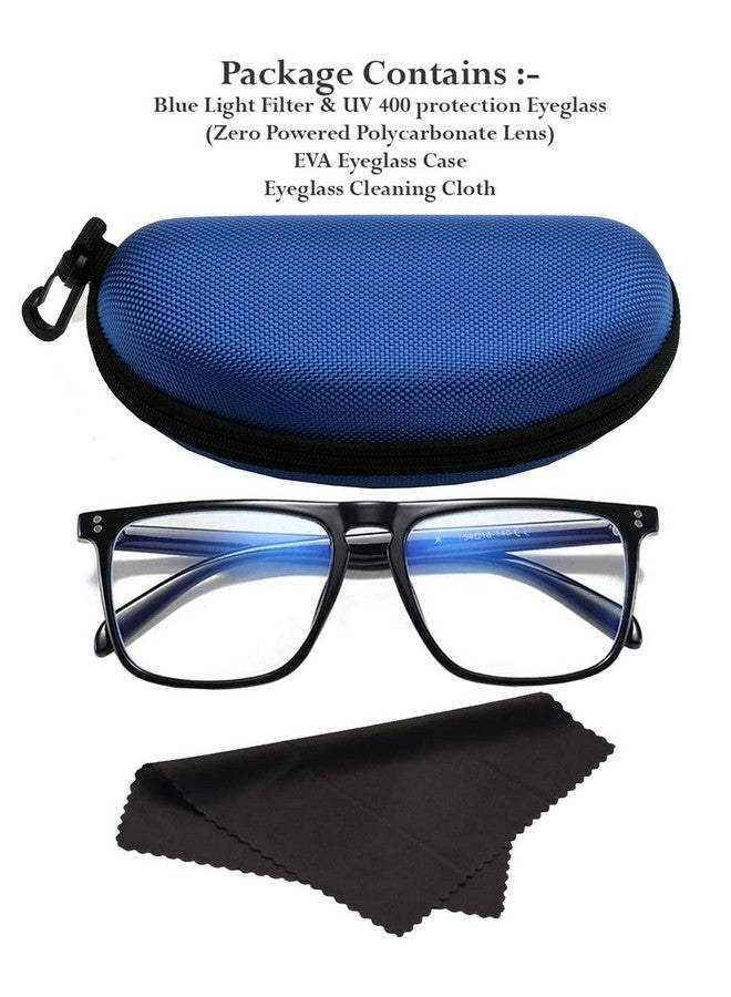 STORE 2508 Square Blue Cut Computer Glasses For Eye Protection | Unisex, Uv Protection, Zero Power, Anti Glare & Blue Light Filter Glasses - Image 3