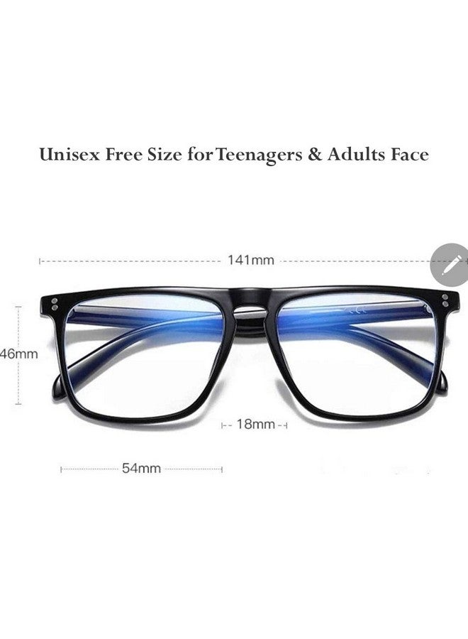 STORE 2508 Square Blue Cut Computer Glasses For Eye Protection | Unisex, Uv Protection, Zero Power, Anti Glare & Blue Light Filter Glasses - Image 5