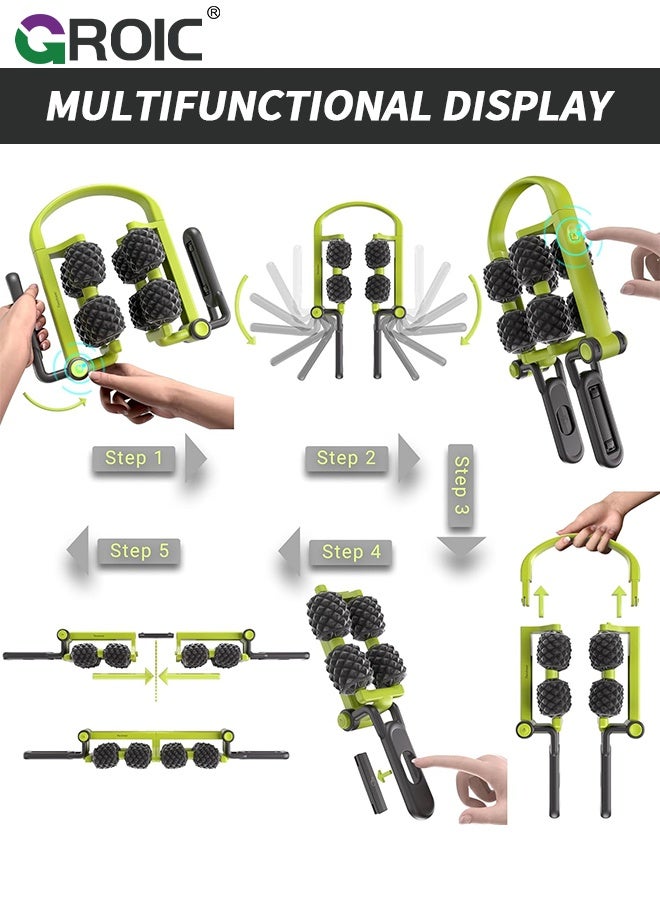 GROIC Multifunctional Muscle Roller Stick, Body Massage Stick - Release Myofascial Trigger Points Reduce Muscle Soreness Tightness Leg Cramps & Back Pain (Black & Green) - Image 3