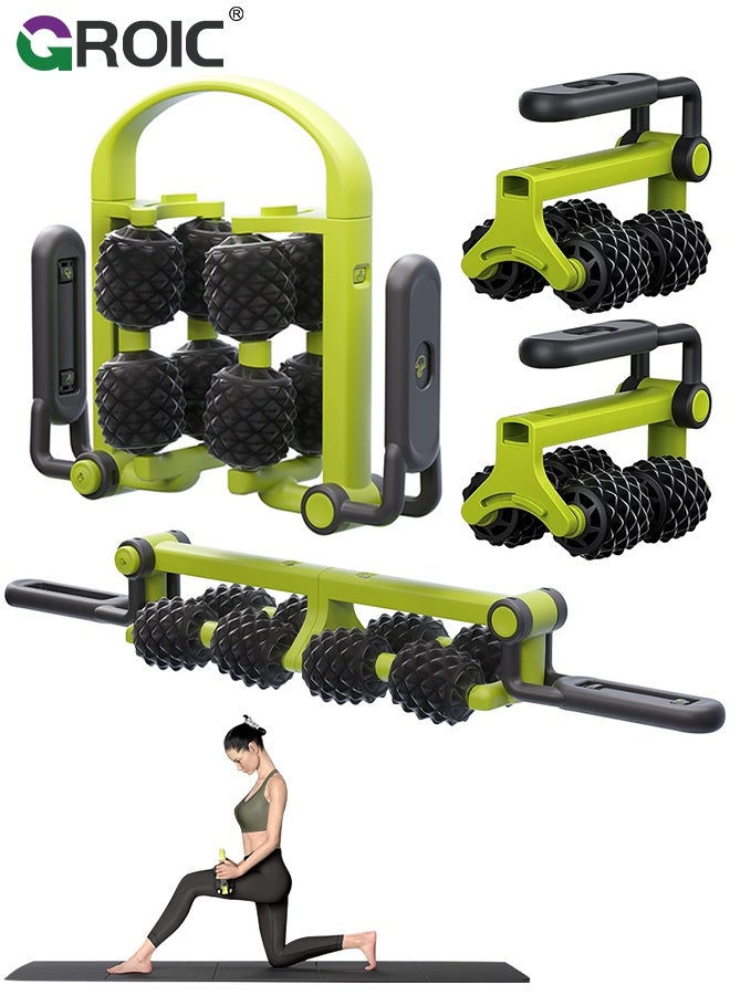 GROIC Multifunctional Muscle Roller Stick, Body Massage Stick - Release Myofascial Trigger Points Reduce Muscle Soreness Tightness Leg Cramps & Back Pain (Black & Green) - Image 1