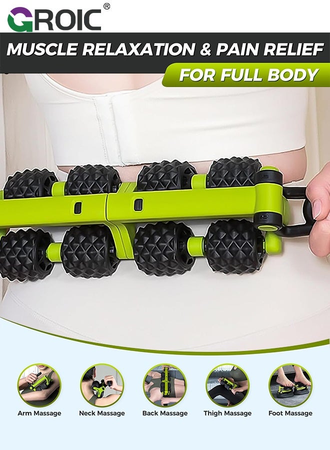 GROIC Multifunctional Muscle Roller Stick, Body Massage Stick - Release Myofascial Trigger Points Reduce Muscle Soreness Tightness Leg Cramps & Back Pain (Black & Green) - Image 2