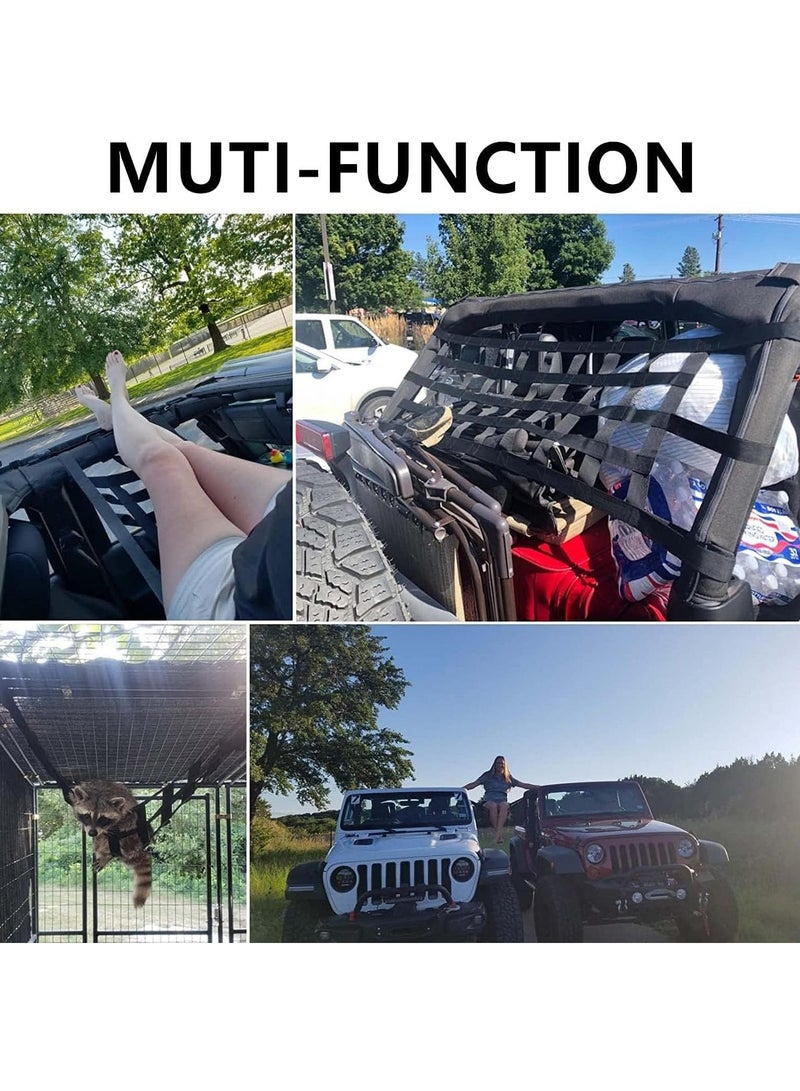 Roof Hammock Top Roof Cargo Net for 1987-2021 Wrangler YJ TJ LJ JK JKU JL JLU Gladiator JT Black - Image 4