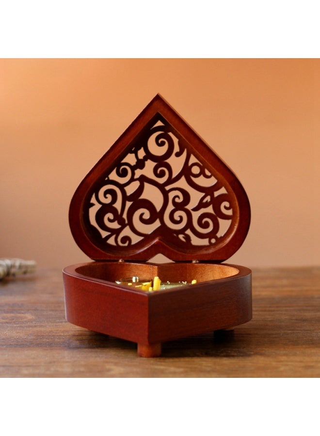 Vintage Heart-shaped Hand-cranked Music Box Wooden Octave Box Sky City Canon Creative Gift Gift Wholesale-Color:05 [classical Blue] Silver Movement-Dimensions:Music Pirates Of The Caribbean - Image 4