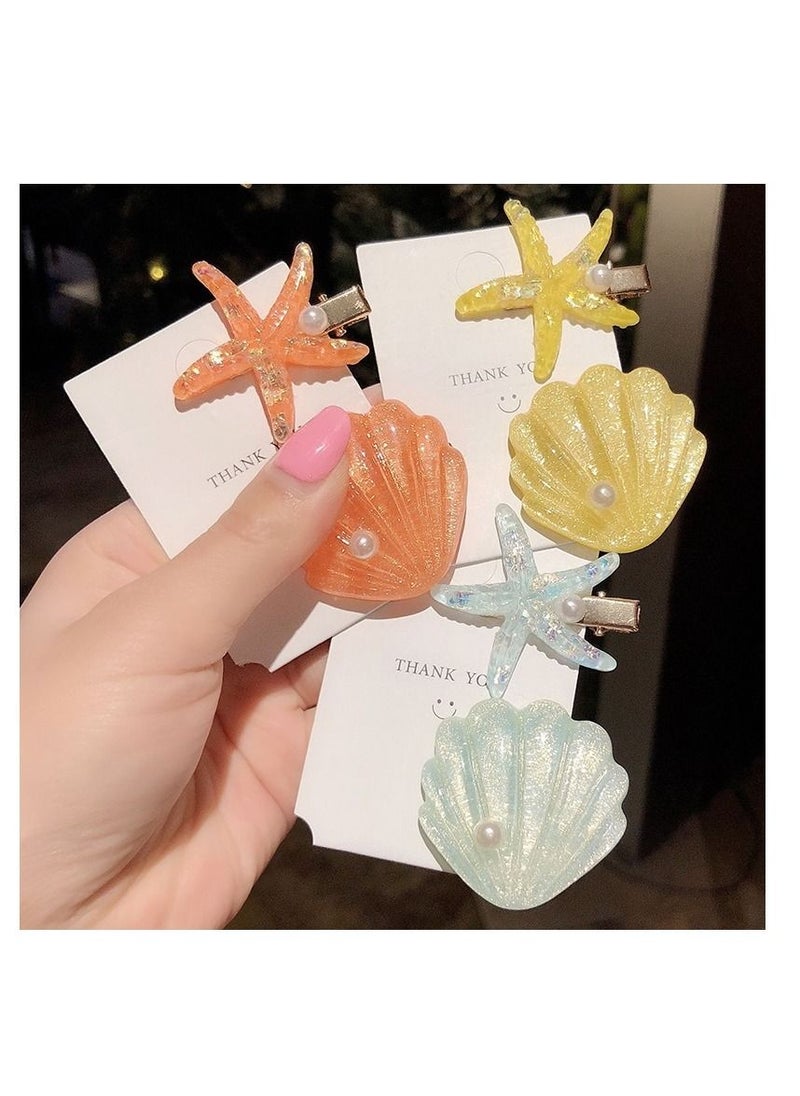 Generic 8 Pcs Japanese Style Small Fresh Dream Shell Hair Clip Starfish Bangs Seaside Summer Vacation Style Ins Sweet Side Clip Duckbill  - Image 3