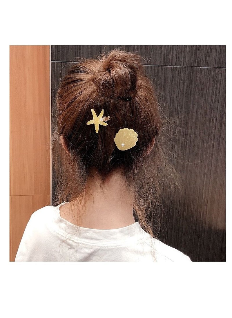 Generic 8 Pcs Japanese Style Small Fresh Dream Shell Hair Clip Starfish Bangs Seaside Summer Vacation Style Ins Sweet Side Clip Duckbill  - Image 5