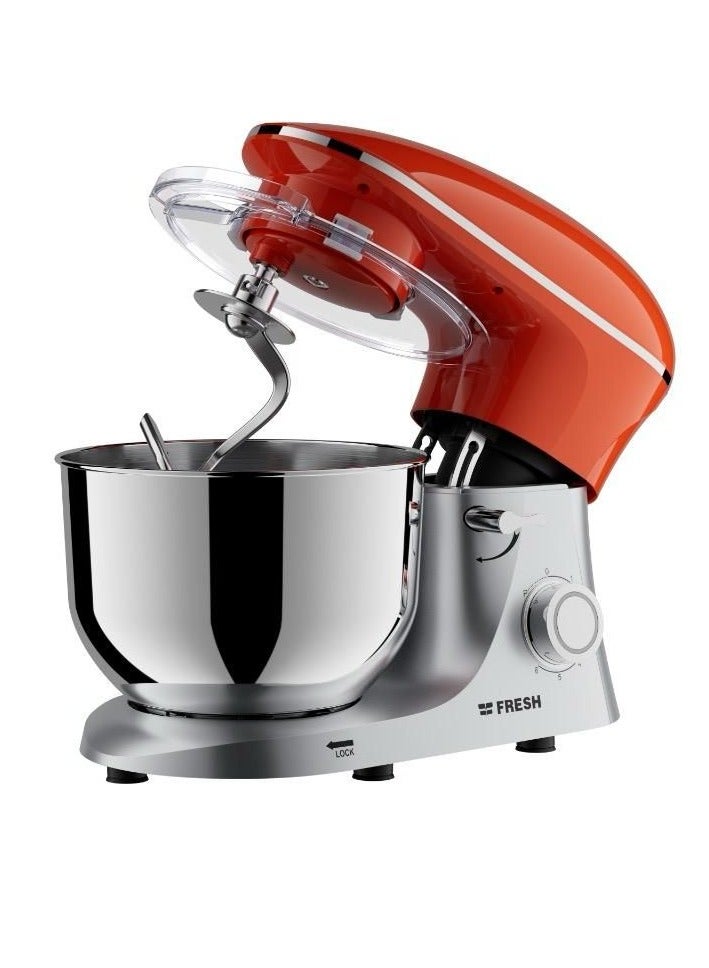 Fresh 1800W 6L Stand Mixer, Silver/Orange FSM-1800-OG - Image 1