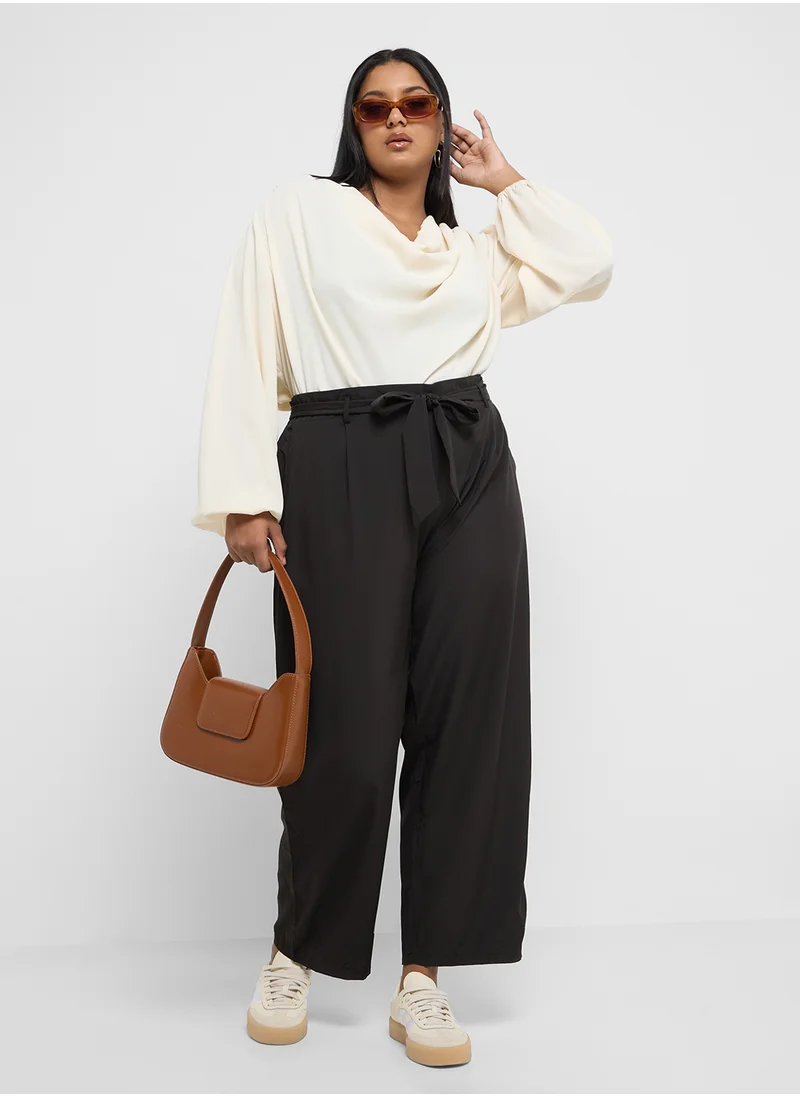 Ginger Plus Cowl Neck Draped Blouse
