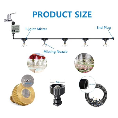 POCKET PANDA Automatic Outdoor Mister System for Outside Patio,Smart Misting Cooling System 65FT with Timer, Control Water Mist Hose for Backyard,Garden, Drip Irrigation,Greenhouse,Deck,Canopy,Pool,Porch,Gazebo - Image 5