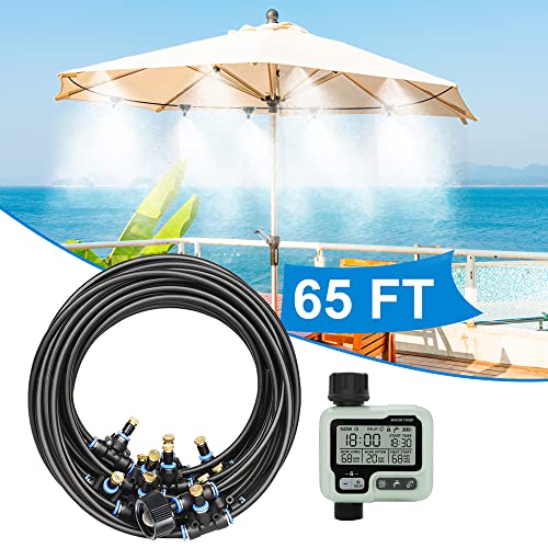 POCKET PANDA Automatic Outdoor Mister System for Outside Patio,Smart Misting Cooling System 65FT with Timer, Control Water Mist Hose for Backyard,Garden, Drip Irrigation,Greenhouse,Deck,Canopy,Pool,Porch,Gazebo - Image 1