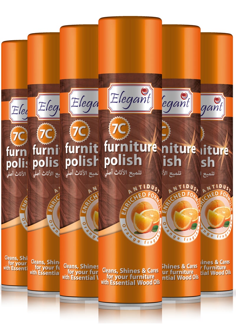 Elegant Orange Furniture Polish 300ml Pack of 6 