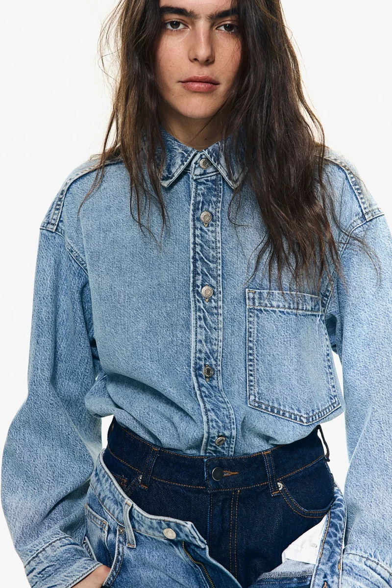 H&M Feather Soft Oversized denim shirt