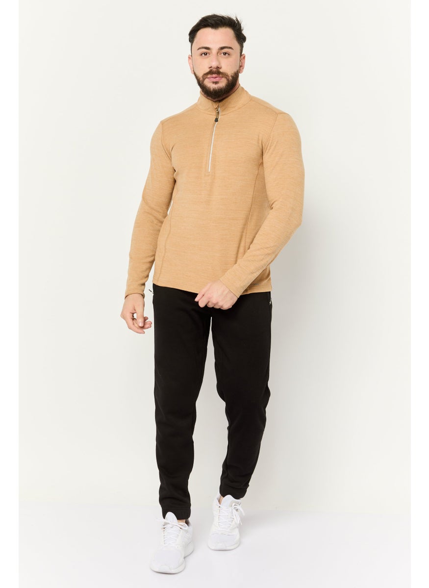 MOTION - Men Sportswear Fit Long Sleeve Outdoor Sweatshirts, Tan - Image 1