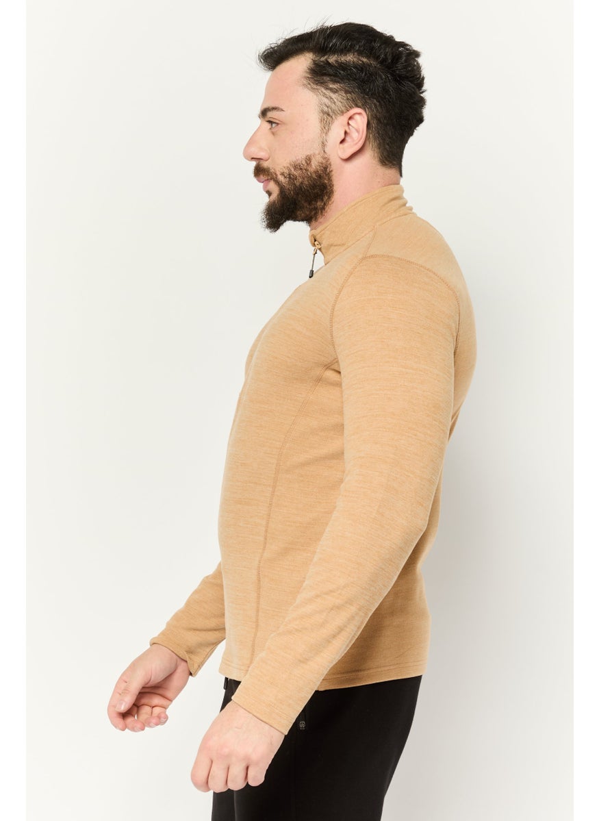 MOTION - Men Sportswear Fit Long Sleeve Outdoor Sweatshirts, Tan - Image 1