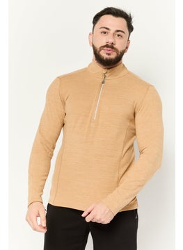 Men Sportswear Fit Long Sleeve Outdoor Sweatshirts, Tan