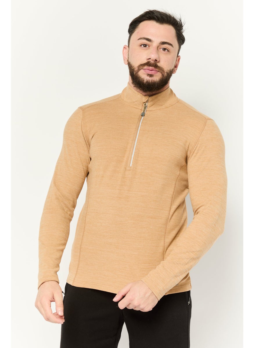 MOTION - Men Sportswear Fit Long Sleeve Outdoor Sweatshirts, Tan - Image 1