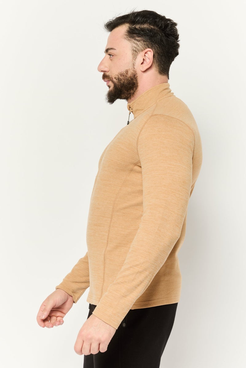 MOTION Men Sportswear Fit Long Sleeve Outdoor Sweatshirts, Tan - Image 4