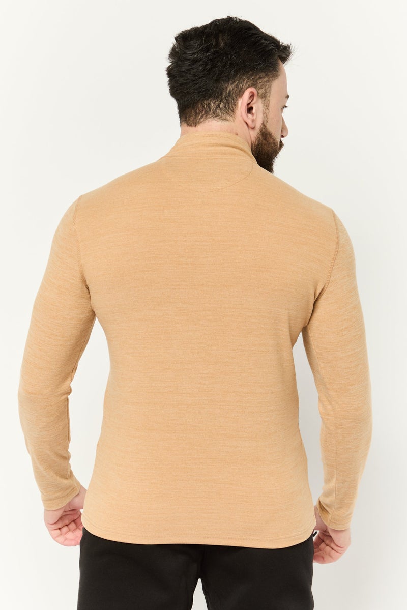 MOTION Men Sportswear Fit Long Sleeve Outdoor Sweatshirts, Tan - Image 2