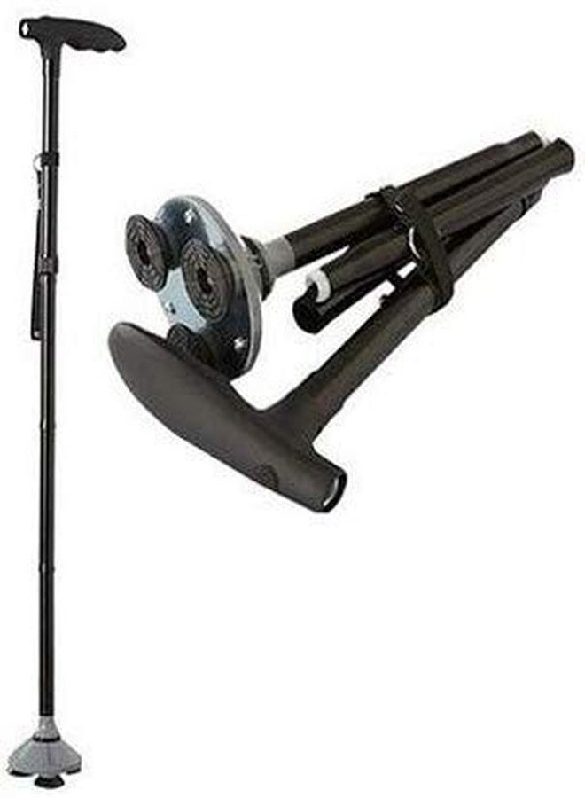 Crownish walking stick Trusty Cane LED Folding Walking four Head Pivot Base Adjustable As Seen On TV - Image 2