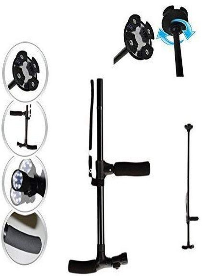Crownish walking stick Trusty Cane LED Folding Walking four Head Pivot Base Adjustable As Seen On TV - Image 1