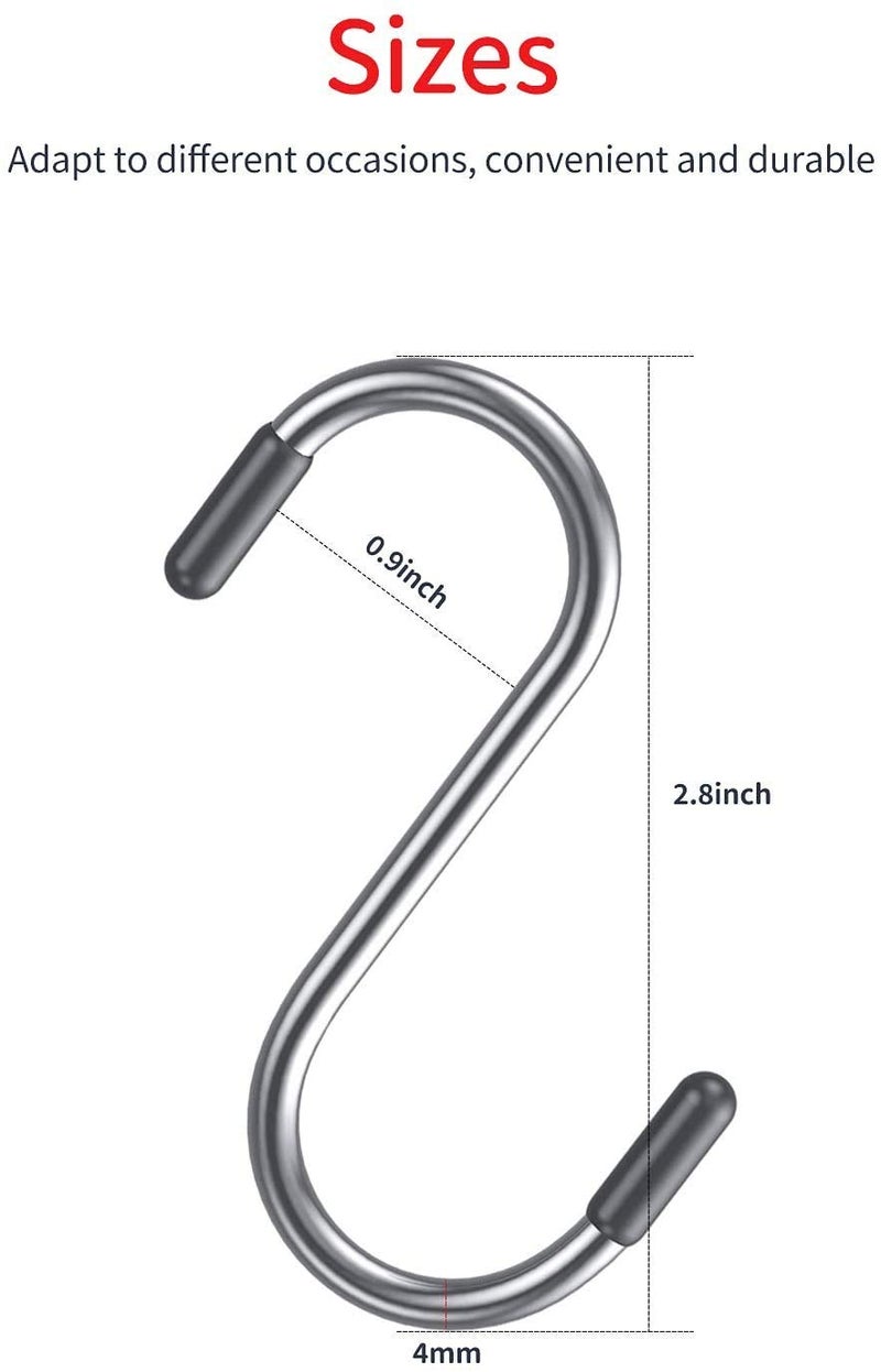 HEXONIQ HEXONIQ Heavy Duty Stainless Steel Hooks for Hanging Clothes Utility S Shaped Hooks for Hanging Pots Pans Hanger for Home Kitchen Wardrobe Work Shop Bathroom Garden Office Pack of 8  - Image 2