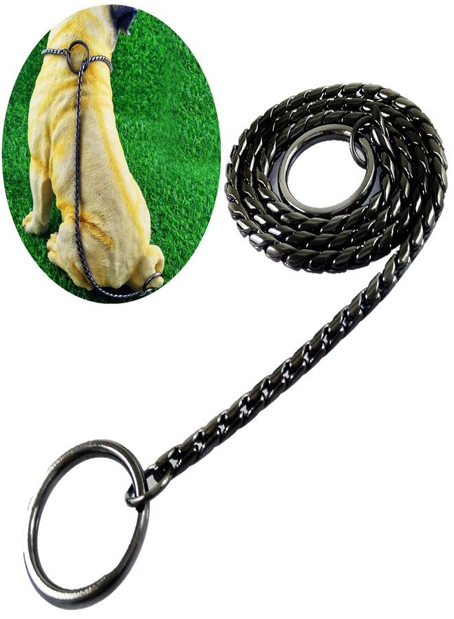 Umysky Dog P Snake Chain Chrome Plated Metal Dog Training Choke/Collar-Fully Guaranteed Against Rust Tarnish or Breakage-Recommended for Professional Training (Black, 4mm * 24") - Image 1