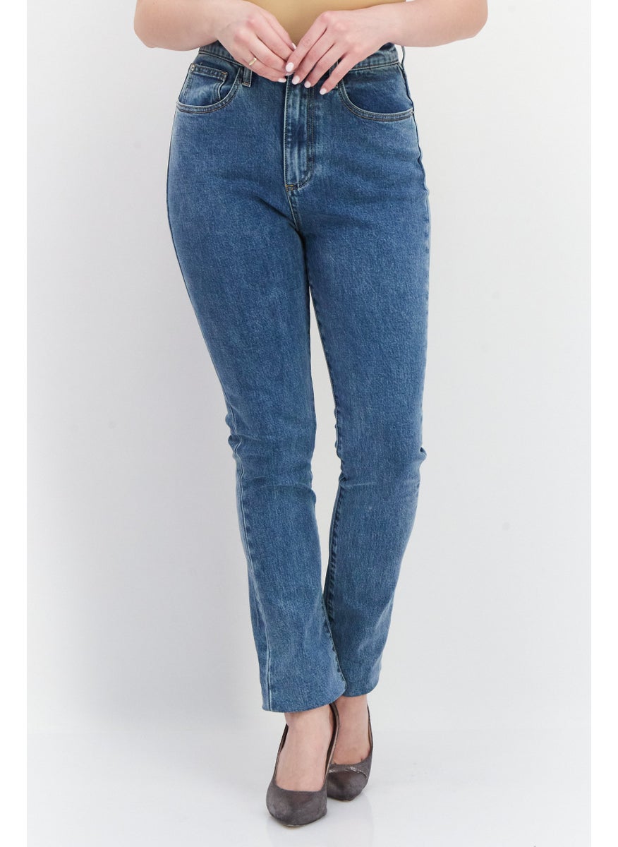 Weworewhat - Women Skinny Fit Washed Stretchable Denim Jeans, Blue - Image 1