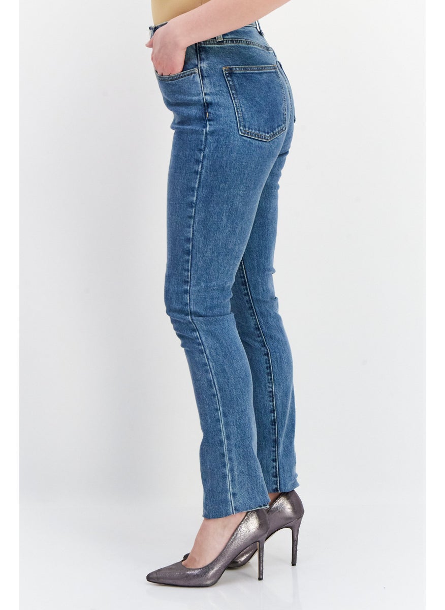 Weworewhat - Women Skinny Fit Washed Stretchable Denim Jeans, Blue - Image 1