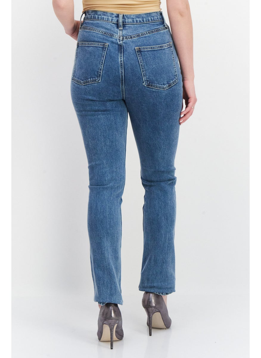 Weworewhat - Women Skinny Fit Washed Stretchable Denim Jeans, Blue - Image 1