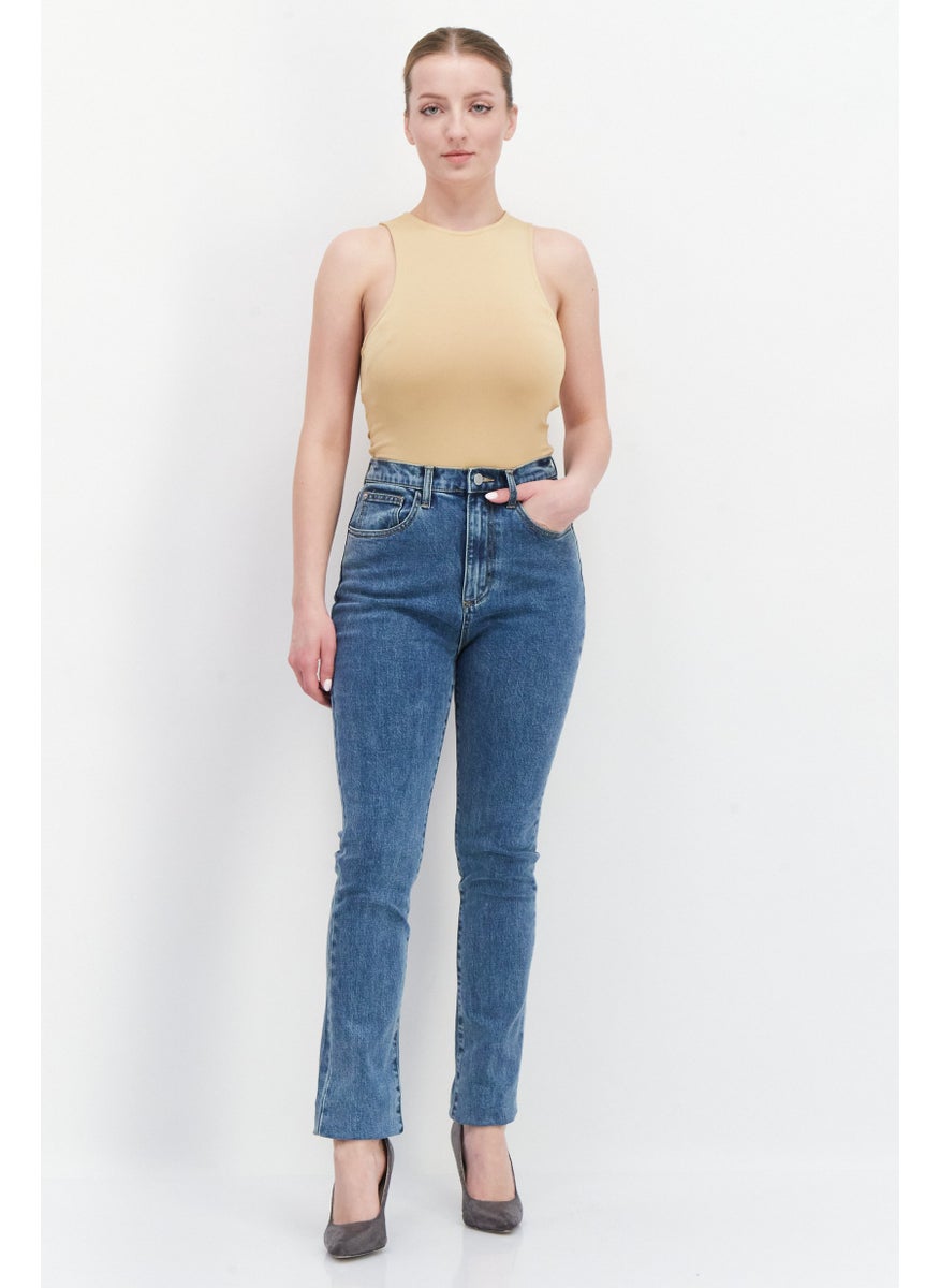 Weworewhat - Women Skinny Fit Washed Stretchable Denim Jeans, Blue - Image 1