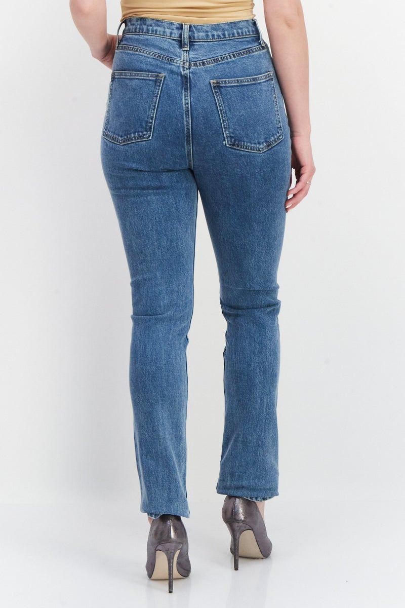 Weworewhat Women Skinny Fit Washed Stretchable Denim Jeans, Blue - Image 4
