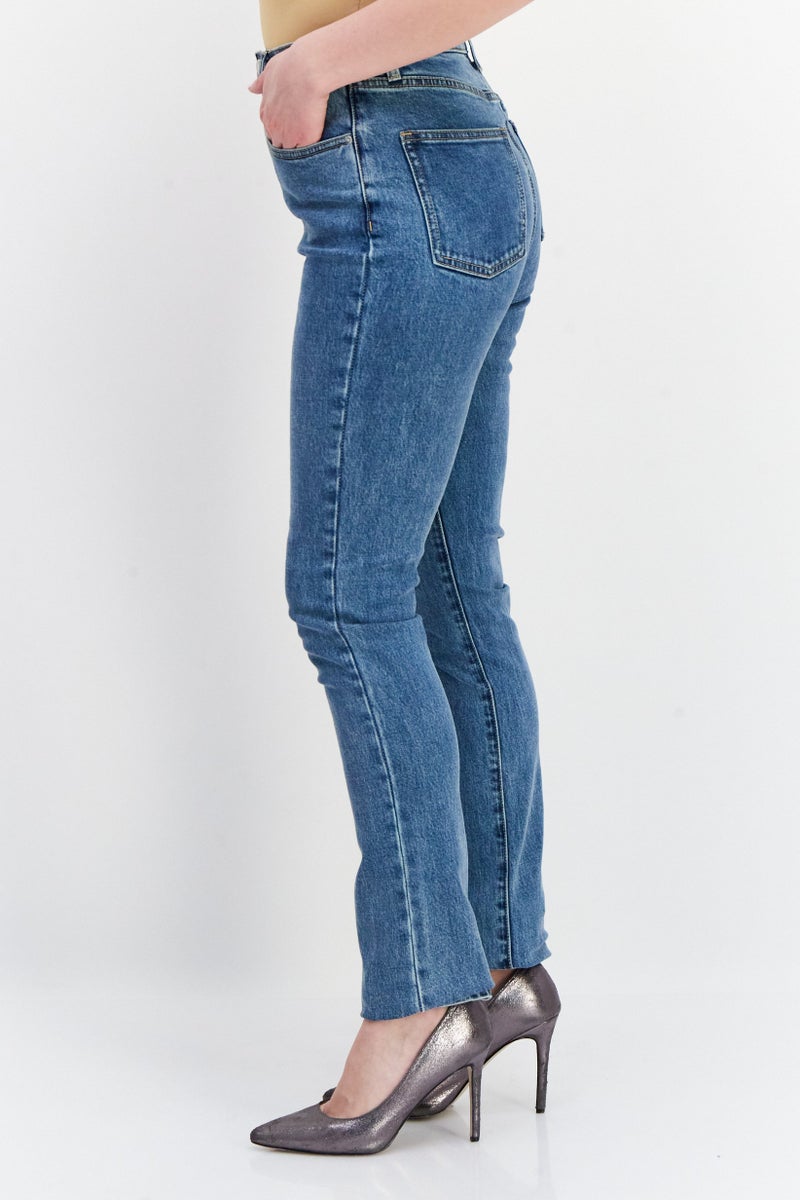 Weworewhat Women Skinny Fit Washed Stretchable Denim Jeans, Blue - Image 2