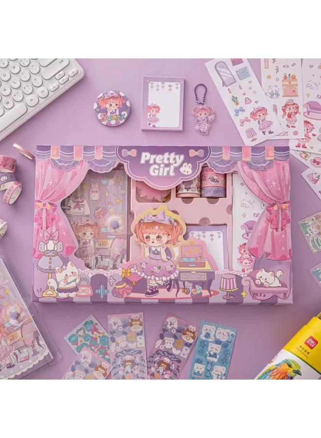 Bluejw Cute Hand Ledger Suit Loose-leaf Hand Ledger Full Set Wholesale Cartoon Student Stationery Gift Goo Card Hand Ledger Gift Box - Image 1