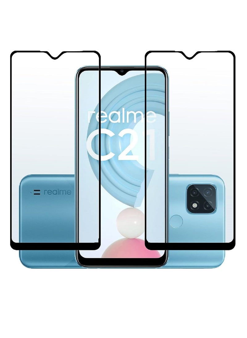 Super 2 Pieces Tempered Glass Screen Protector 5D Designed For Realme C21 Full Glue Edge to Edge Full Screen Coverage And Bubble Free - Image 1