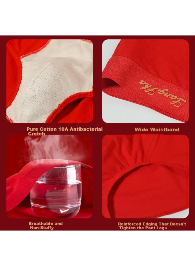 LANG SHA Langsha Year Of The Horse Red Cotton Men's Underwear Triangle Pants 10a Antibacterial Comfortable New Year Shorts Gift Box Of Four - Image 2