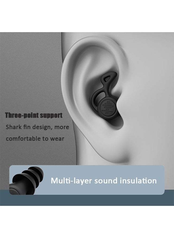 Ssovi 3 pairs Reusable Silicone Ear Plugs, Waterproof Hypoallergenic Noise Reduction Earplugs for Hearing Protection, Suitable for Sleeping,Snoring, Swimming,  Airplanes, Work, Studying（Black）  - Image 2