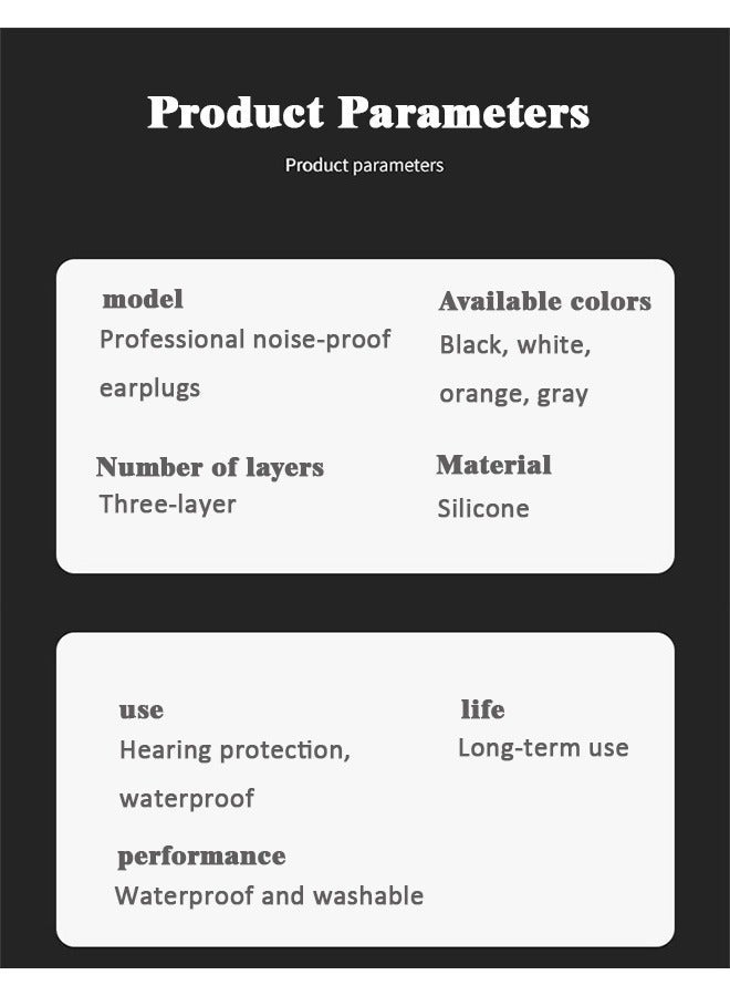 Ssovi 3 pairs Reusable Silicone Ear Plugs, Waterproof Hypoallergenic Noise Reduction Earplugs for Hearing Protection, Suitable for Sleeping,Snoring, Swimming,  Airplanes, Work, Studying（Black） - Image 4