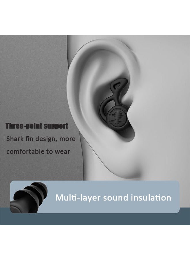 Ssovi 3 pairs Reusable Silicone Ear Plugs, Waterproof Hypoallergenic Noise Reduction Earplugs for Hearing Protection, Suitable for Sleeping,Snoring, Swimming,  Airplanes, Work, Studying（Black） - Image 2