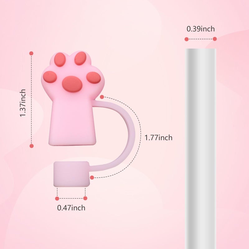 LIQALU 6 PCS Cat Straw Cover Protector Reusable Drinking Accessories Silicone Cat Paws Straw Topper Compatible with 10 mm Straws - Image 3