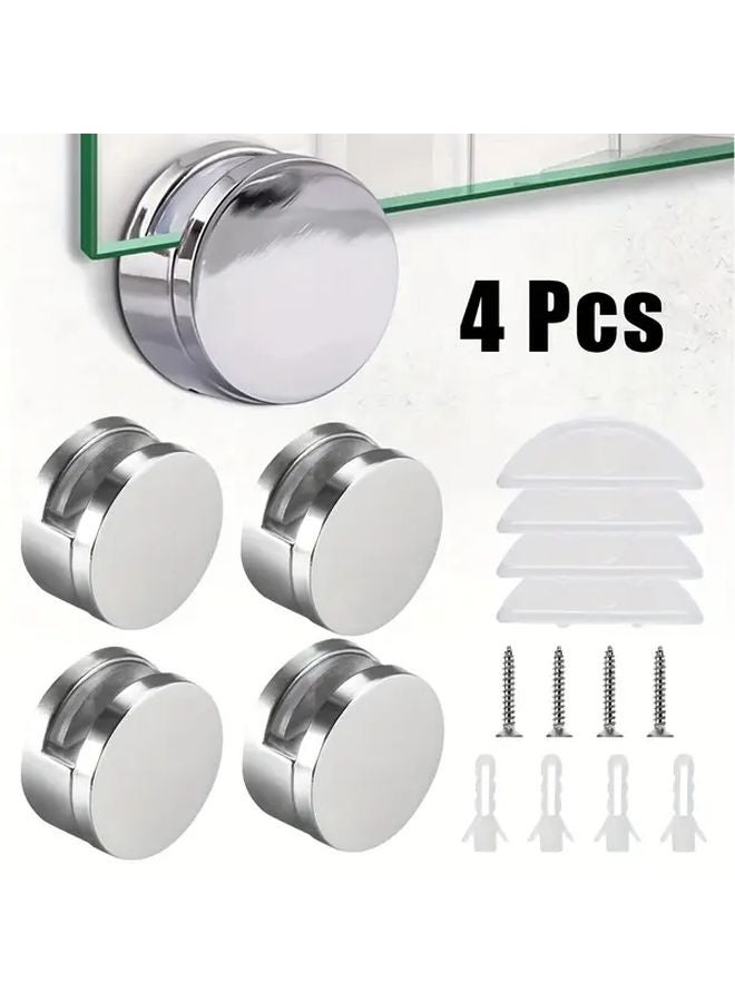 4 قطع مشابك مرايا معدنية ثقيلة أدوات تثبيت على الحائط للحمام والمطبخ وخزانة الحمام - Image 2
